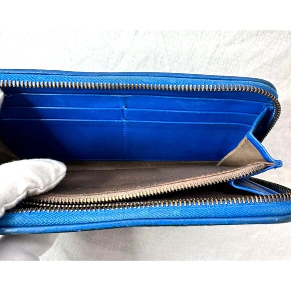 Bottega Veneta Intrecciato Blue Leather Zip-Around Wallet with COA - Picture 9 of 11